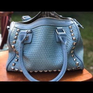 Studded Faux Leather Handbag Baby-Blue Purse